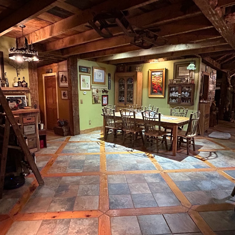 View of the farm house kitchen table that seats 8