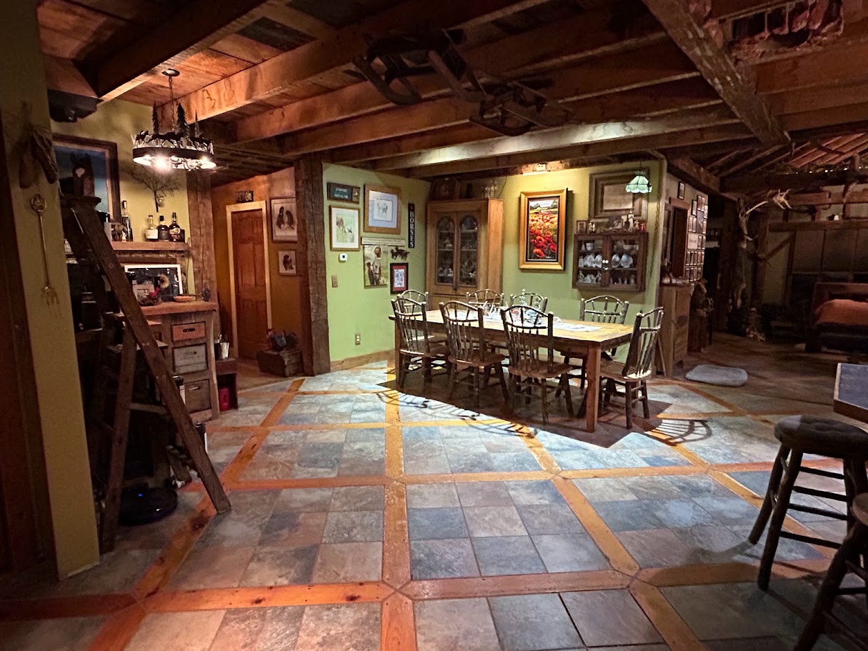 View of the farm house kitchen table with 8 chairs